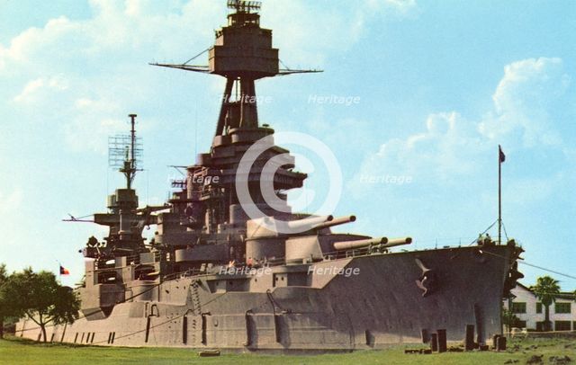 The battleship USS 'Texas', San Jacinto Battlegrounds, near Houston, Texas, USA, 1958. Artist: Unknown