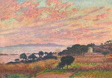 The bay at sunset (Saint Clair), 1916. Creator: Rysselberghe, Théo van (1862-1926)