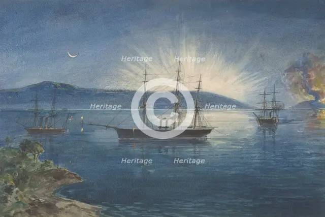 The Bay of Bull Arms, Trinity Bay, Newfoundland, Bonfires Lighted on the Hills to Notify..., 1865-66 Creator: Robert Charles Dudley.