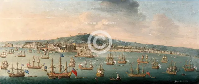 The bay of Naples with the British fleet at anchor, 1 August 1718. Creator: Gaspar Butler.