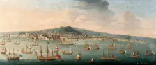 The bay of Naples with the British fleet at anchor, 1 August 1718. Creator: Gaspar Butler
