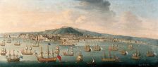 The bay of Naples with the British fleet at anchor, 1 August 1718. Creator: Gaspar Butler