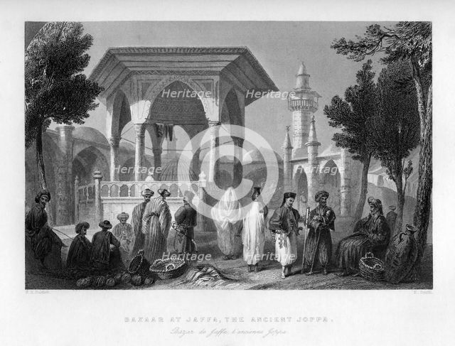 The bazaar at Jaffa, the ancient Joppa, Palestine (Israel), 1841.Artist: E Smith