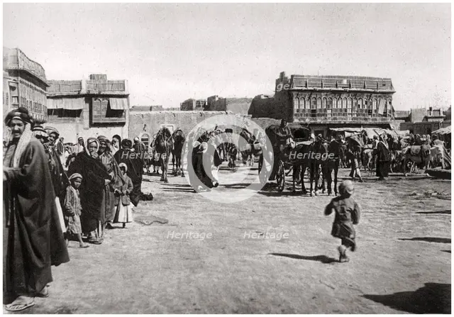 The bazaar square in Basra, Iraq, 1925. Artist: A Kerim