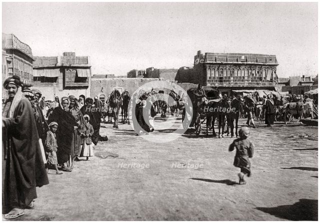 The bazaar square in Basra, Iraq, 1925. Artist: A Kerim