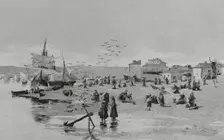The beach of Vivero, (Viveiro), Galicia, Spain, 1883. Creator: Unknown