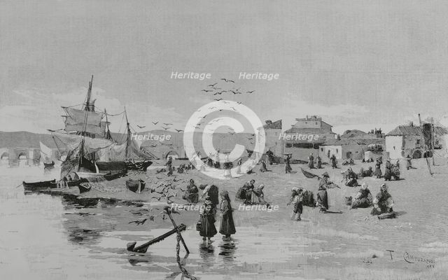 The beach of Vivero, (Viveiro), Galicia, Spain, 1883.  Creator: Unknown.