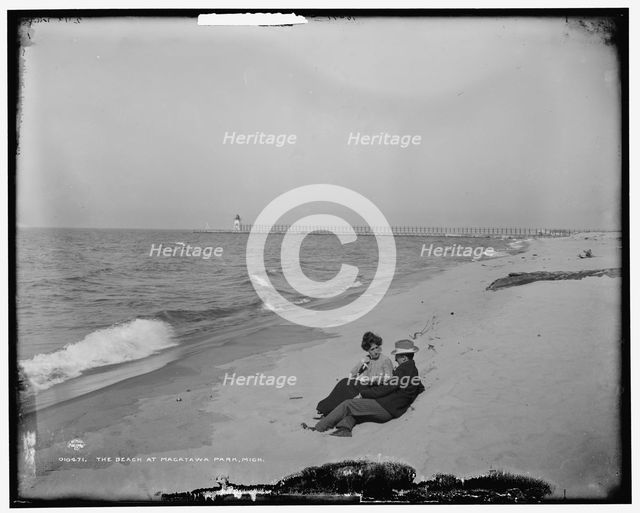 The Beach at Macatawa Park, Mich., between 1890 and 1901. Creator: Unknown.