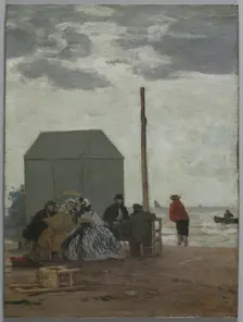 The Beach at Deauville, 1864. Creator: Eugène Boudin (French, 1824-1898)