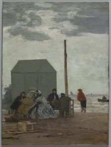 The Beach at Deauville, 1864. Creator: Eugène Boudin (French, 1824-1898)
