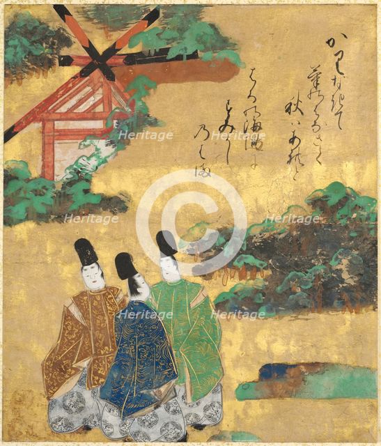 The Beach at Sumiyoshi from the "Tales of Ise" ("Ise Monogatari"), 1600-1640. Creator: Tawaraya S?tatsu (Japanese, died c. 1640).