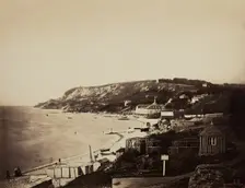 The Beach at Sainte-Adresse, with the Dumont Baths, 1856/57. Creator: Gustave Le Gray