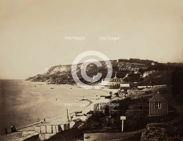 The Beach at Sainte-Adresse, with the Dumont Baths, 1856/57. Creator: Gustave Le Gray.