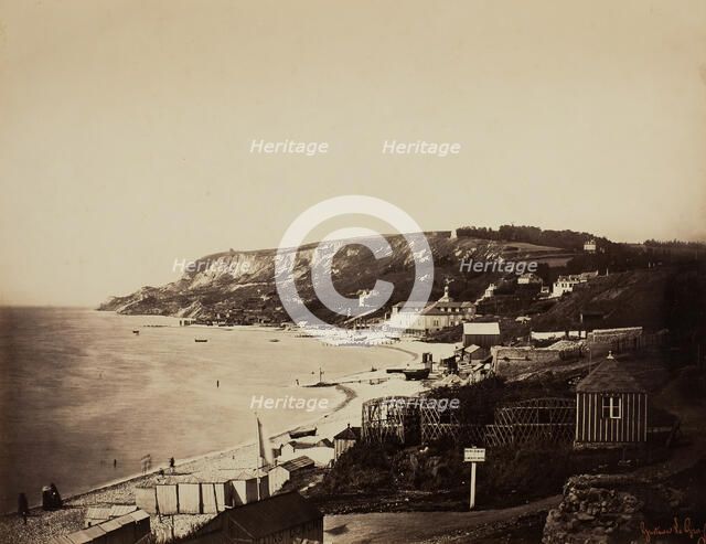 The Beach at Sainte-Adresse, with the Dumont Baths, 1856/57. Creator: Gustave Le Gray.