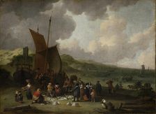 The Beach at Scheveningen with Returning Fisherman, 17th century. Creator: Peeter Bout