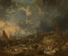 The Beach at Scheveningen, c1691-1713. Creator: Lucas Smout II