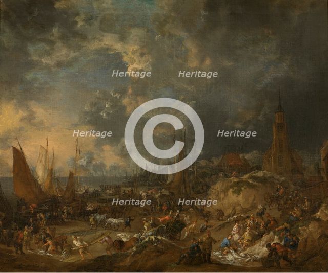 The Beach at Scheveningen, c1691-1713. Creator: Lucas Smout II.