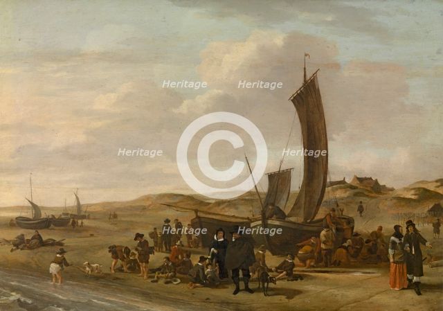 The Beach at Scheveningen, late 17th century. Creator: Cornelis Beelt.