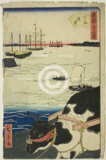 The Beach at Takanawa (Takanawa kaigan), from the series "Thirty-six Views of the..., 1862. Creator: Utagawa Hiroshige II.
