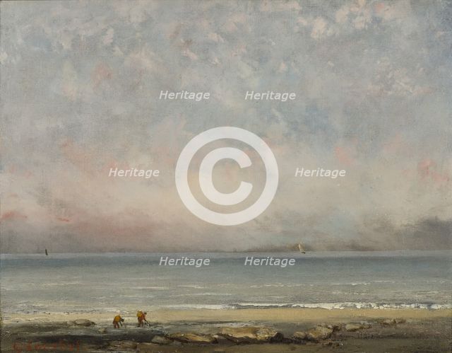 The beach at Trouville, ca 1865. Creator: Courbet, Gustave (1819-1877).