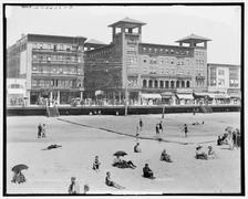 The Beach and broadwalk [sic], Atlantic City, N.J., between 1900 and 1915. Creator: Unknown