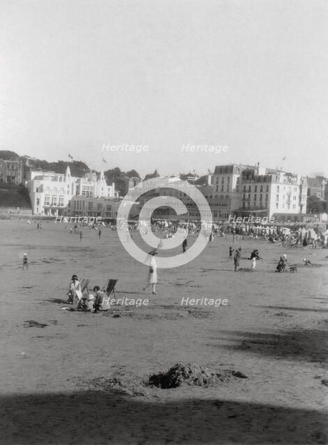 The beach, Dinard, Brittany, 20th century. Artist: Unknown