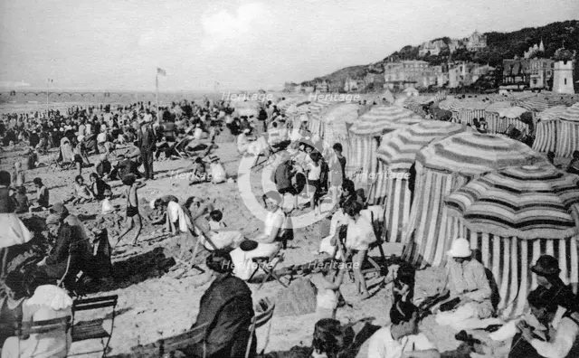 The beach, Trouville, France, c1920s. Artist: Unknown