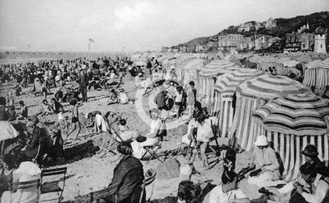 The beach, Trouville, France, c1920s. Artist: Unknown