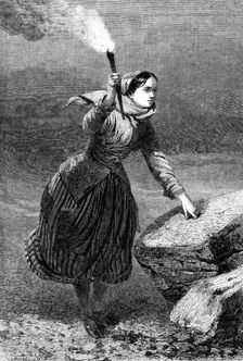 "The Beacon", by J. Absolon, in the Exhibition of the Institute of Painters in Water Colours, 1864. Creator: W Thomas