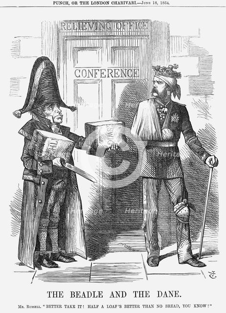 'The Beadle and The Dane', 1864.  Creator: John Tenniel.