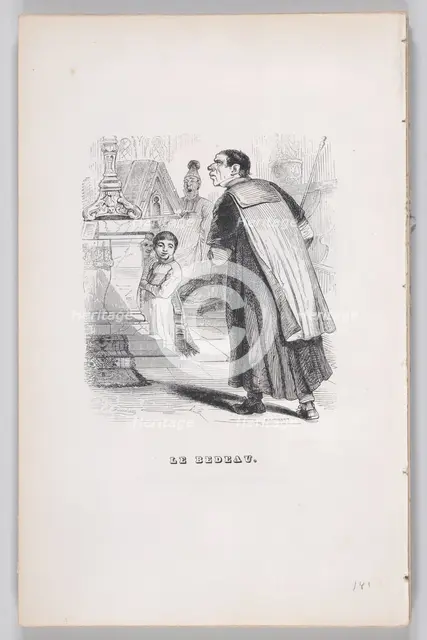 The Beadle from The Complete Works of Béranger, 1836. Creator: Theodore Maurisset.