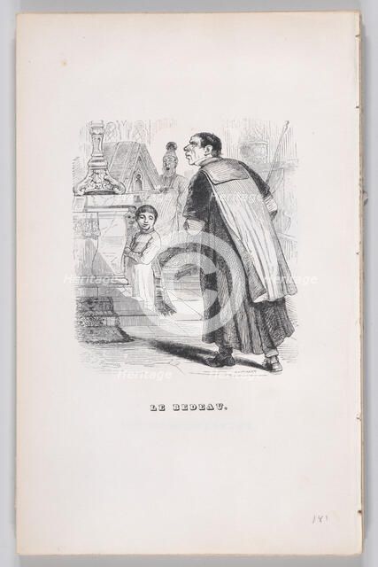 The Beadle from The Complete Works of Béranger, 1836. Creator: Theodore Maurisset.