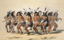 The Bear Dance (detail), pub. 1845 (colour lithograph). Creator: George Catlin (1796 - 1872)