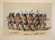 The Bear Dance, pub. 1845 (colour lithograph). Creator: George Catlin (1796 - 1872)