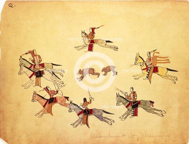 'The Bear Hunt', 1875. Artist: Making Medicine