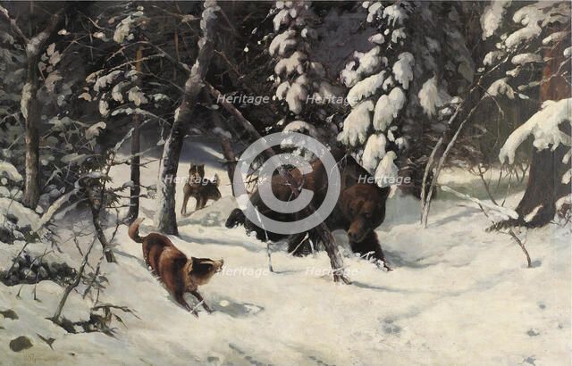 The Bear Hunt. Artist: Pryanishnikov, Illarion Mikhailovich (1840-1894)