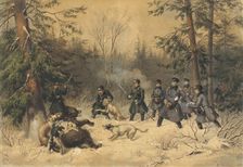 The Bear Hunt of Tsar Alexander II, 1862. Creator: Teichel, Franz (1816-?)
