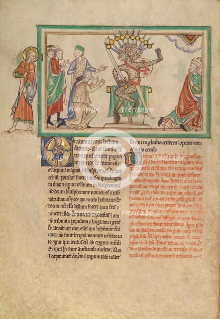 The Beast Enthroned; Dyson Perrins Apocalypse, about 1255-1260. Creator: Unknown.