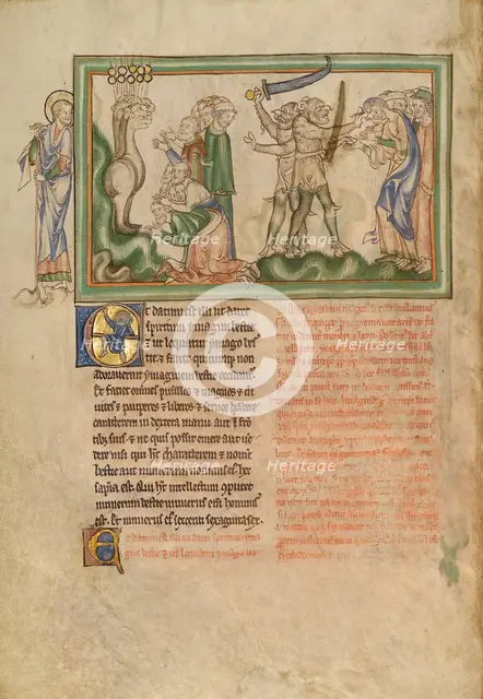 The Beast from the Earth Killing People and People Receiving the Mark of the Beast, about 1255-1260. Creator: Unknown.