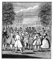 The Beau Monde in St James's Park 1750.Artist: LP Boitard