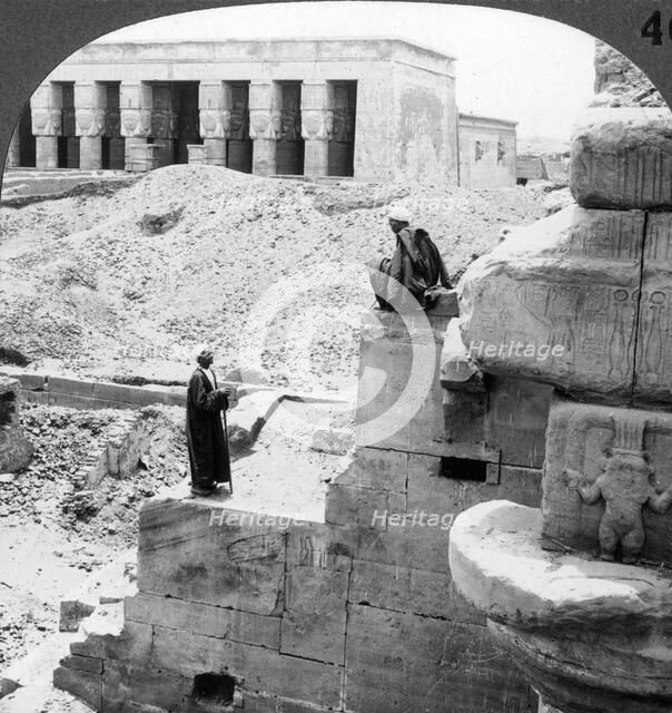 'The beautiful Temple of Hathor at Denderah, Egypt', 1905.Artist: Underwood & Underwood