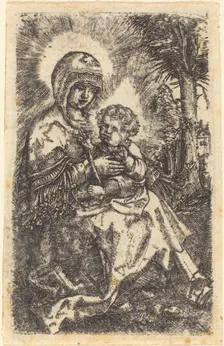 The "Beautiful Virgin" of Ratisbon in a Landscape, c. 1519/1520. Creator: Albrecht Altdorfer