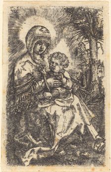 The "Beautiful Virgin" of Ratisbon in a Landscape, c. 1519/1520. Creator: Albrecht Altdorfer