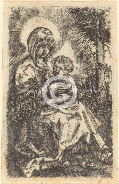 The "Beautiful Virgin" of Ratisbon in a Landscape, c. 1519/1520. Creator: Albrecht Altdorfer.