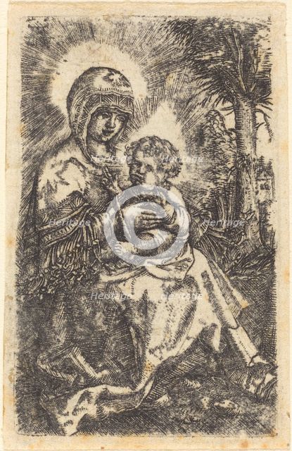 The "Beautiful Virgin" of Ratisbon in a Landscape, c. 1519/1520. Creator: Albrecht Altdorfer.