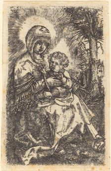 The "Beautiful Virgin" of Ratisbon in a Landscape, c. 1519/1520. Creator: Albrecht Altdorfer