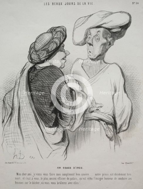 The Beautiful Days of Life, plate 30: An Indian Custom, 1844. Creator: Honoré Daumier (French, 1808-1879); Aubert.