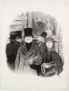 The Beautiful Days of Life, plate 59: When one's portrait is at the Salon, 1845. Creator: Honoré Daumier (French, 1808-1879)
