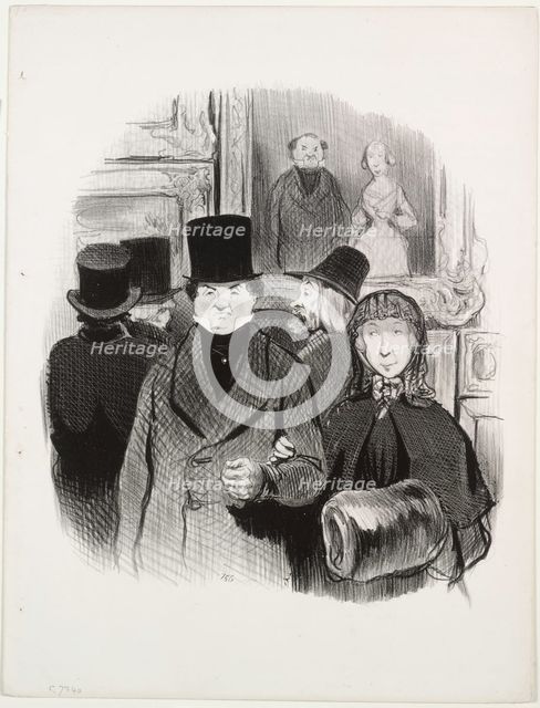 The Beautiful Days of Life, plate 59: When one's portrait is at the Salon, 1845. Creator: Honoré Daumier (French, 1808-1879).