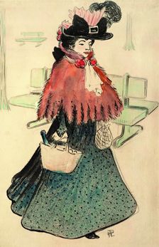 The Beautiful Jewess Goes Shopping. Le Rire magazine, 1896. Creator: Hermann-Paul, René Georges (1864-1940)